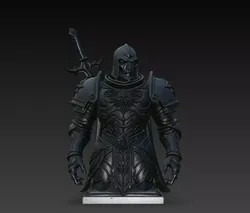 Black Sentinel Knight Bust STL Dark Fantasy Armor Model 3D print model