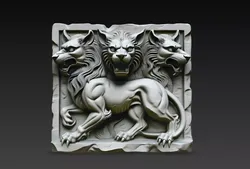 Cerberus Three Headed Hound Relief STL Wall Plaque 3D print model