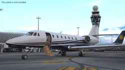 Corporate Transport Aircraft White Blue with Interior 3D model