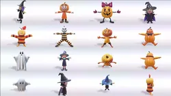 Cute Halloween Toon Character Bundle 10 Low Poly 3D Model Pack