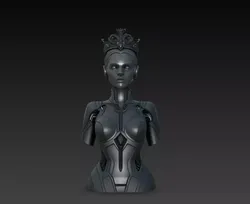 Cyber Queen Android Bust Crowned Sci Fi STL Model 3D print model