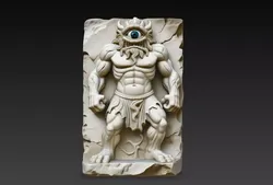 Cyclops Titan Stone Relief STL One Eye Wall Plaque 3D print model