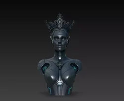 Dark Cyber Queen Android Bust Sci Fi STL Model 3D print model