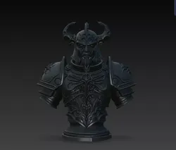 Dark Horned Demon Lord Armor Bust Statue STL Print Model 3D print model