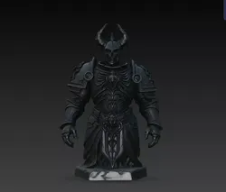 Dark Skull Knight Horned Armor Statue STL Print Model 3D print model