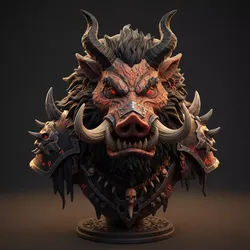 Demon Boar Bust Berserker Detailed STL Model 3D print model