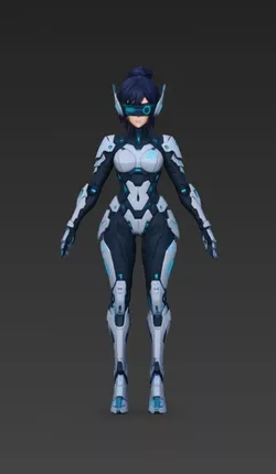 Female Cyber Samurai 3D model