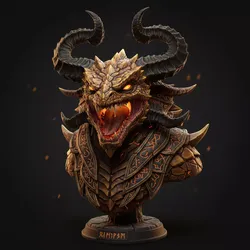Fire Salamander Bust Beast Sculpture Printable Model 3D print model