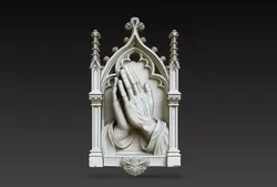 Gothic Prayer Hands Wall Relief STL 3D print model