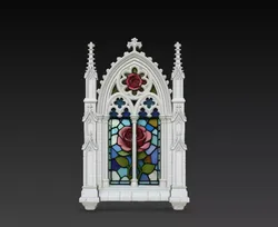 Gothic Rose Tracery Stained Glass Window STL Model 3D print model