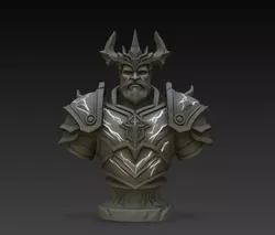 Horned Dark Warlord Armor Bust Statue STL Print Model 3D print model