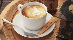 Hot Coffee Cup with Brown Sugar Sticks and Spoon 3D model