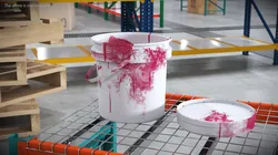 Industrial Pail with Liquid Paint White Pink Used 3D model