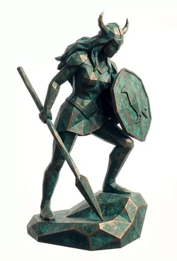 Low Poly Warrior Woman 3D Model 3D print model