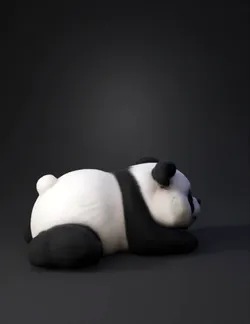 panda lying down with black and white fur simplified stylized form