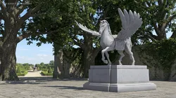 Pegasus Marble Sculpture with Spread Wings 3D model