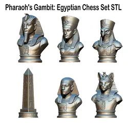 Pharaoh's Gambit: Egyptian Chess Set STL