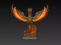 Phoenix Fire Wings Rising Fantasy Bird Statue STL Model 3D print model