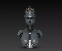 Royal Cyber Queen Android Bust Sci Fi STL Model 3D print model