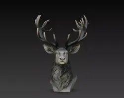 Royal Stag Deer Large Antler Trophy Bust STL Print Model 3D print model