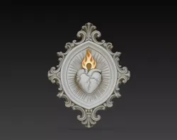 Sacred Heart Flame Christian Wall Relief STL Print Model 3D print model