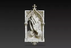 Sacred Prayer Hands Gothic Wall Relief STL 3D print model