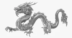 Silver Oriental Dragon Statue 3D model