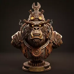 Steampunk Gorilla Bust Mechanic Printable STL 3D print model