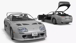Toyota Supra 3000GT TRD Aero Coupe Silver Rigged for Cinema 4D 3D model
