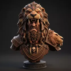 Tribal Lion Bust Hunter Premium STL Download 3D print model