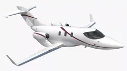 Twin Engine Private Jet Black Red Rigged for Maya 3D model