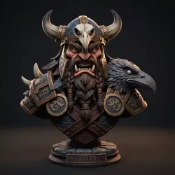 Viking Raven Bust Warrior Sculpture Printable STL 3D print model