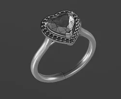 096 heart-cut-solitaire-with-pave-border-ring 4gm-US7 3D print model