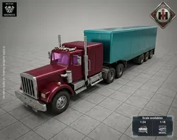 Kenworth W900 Custom Semi Truck - Classic American Long-Nose 3D print model