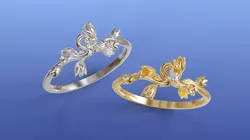 Lily of the Valley Minimal Floral Diamond Ring CAD Design 3D print model