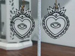 Minimal Sacred Heart Earrings - Free 3D Print Model