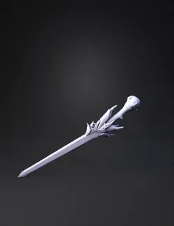 ornate glowing sword with yellow blade and dark bronze hilt