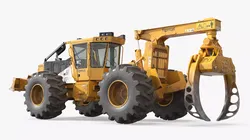 Tigercat Heavy Duty Skidder 632H Yellow Dirt 3D model