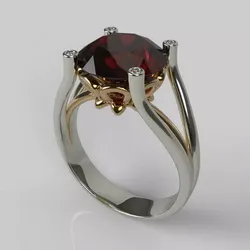 Big Ruby Round Stone Ring 3D print model