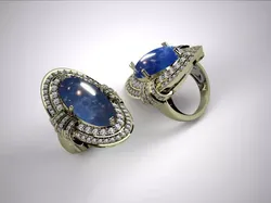 Ring tourmaline with sapphires and diamonds 3D print model
