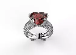 Gorgeous ring with heart stone 3D print model