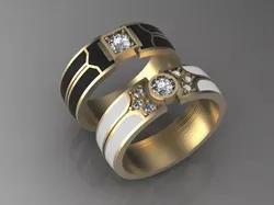 Pair of wedding bands with enamel 3D print model