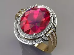 Oval Ruby Ring 3D print model