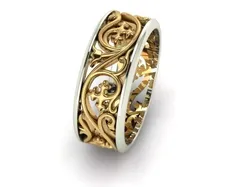Wedding band with floral ornament  3D print model