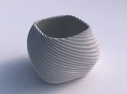 Bowl semi-quadratic with bent extruded lines 3 3D print model