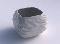 Bowl semi-quadratic with fine twisted organic cells 3D print model