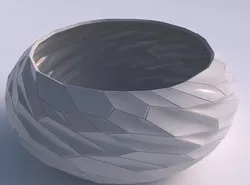 Bowl spheric squeezed wide with fine twisted organic cells 3D print model