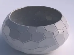 Bowl spheric squeezed wide with organic cells 3D print model