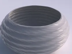 Bowl spheric squeezed wide with sections and twisted lines 3D print model
