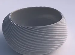 Bowl spheric squeezed wide with wavy extruded lines 2 3D print model
